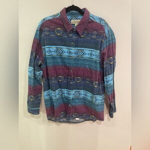 Cabela’s Men’s SouthWest Button Shirt Size XL Long Sleeve Blue Aztec Cotton Peru